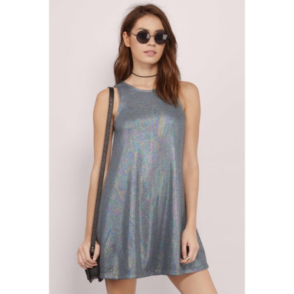 Tobi Iridescent Silver Mini Dress
